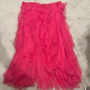 Anthropologie Hot Pink Tulle Skirt